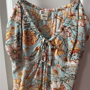 Billabong Floral Print Top with Lace Detail